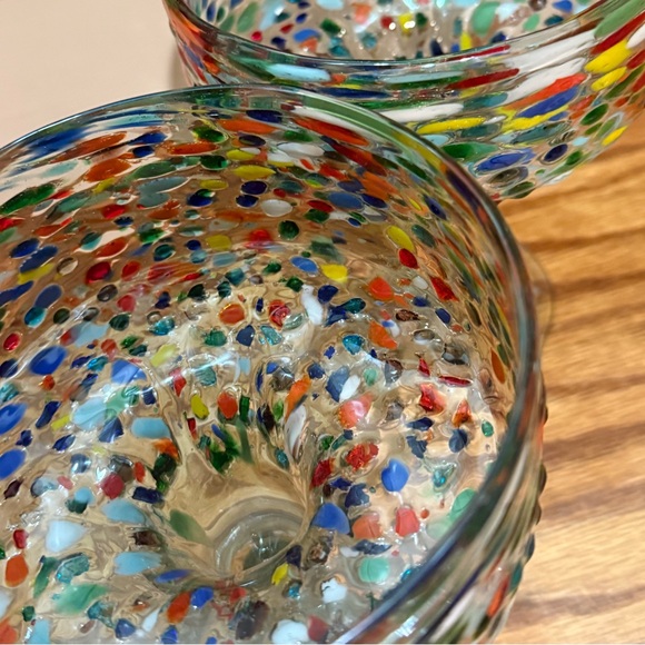 Set of 2 hand blown speckle Mexican margarita glasses - Picture 3 of 4